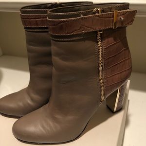 FINAL: Ann Taylor Taupe Leather Booties